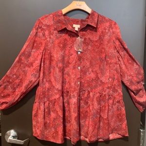 LOGO Lori Goldstein womens button up shirt.